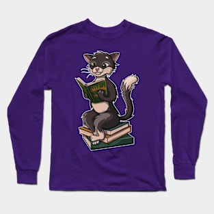 Awesome cat reading a book about cattitude Long Sleeve T-Shirt